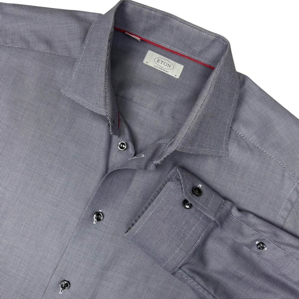 Eton Contemporary Dress Shirt Long Sleeve Mens 16 41 Gray Blue Micro Pattern